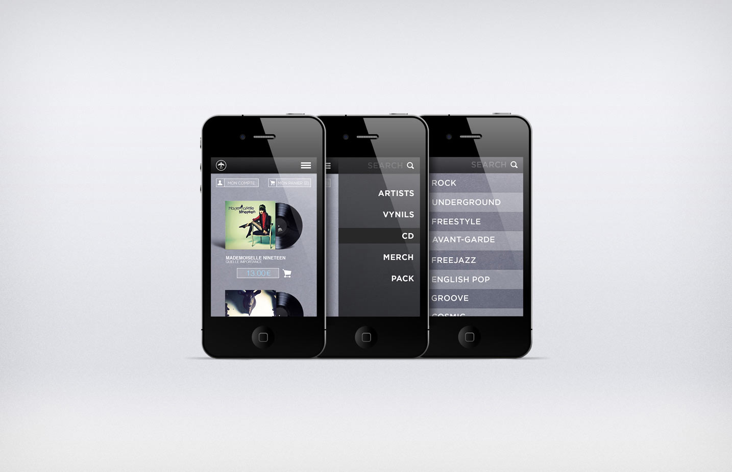 mockup of freaksville record new webshop on iPhone