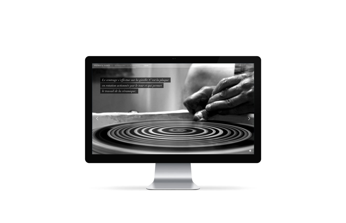 Mockup of the online experience about ceramist Patrick Jadot made by Gilles Lambert