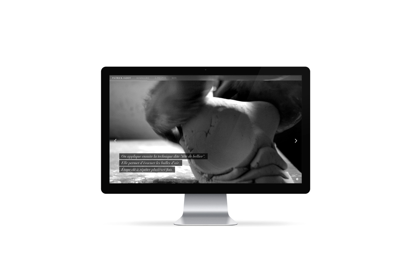 Mockup of the online experience about ceramist Patrick Jadot made by Gilles Lambert