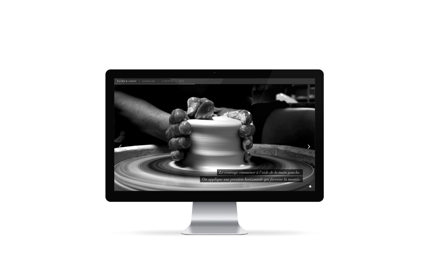 Mockup of the online experience about ceramist Patrick Jadot made by Gilles Lambert
