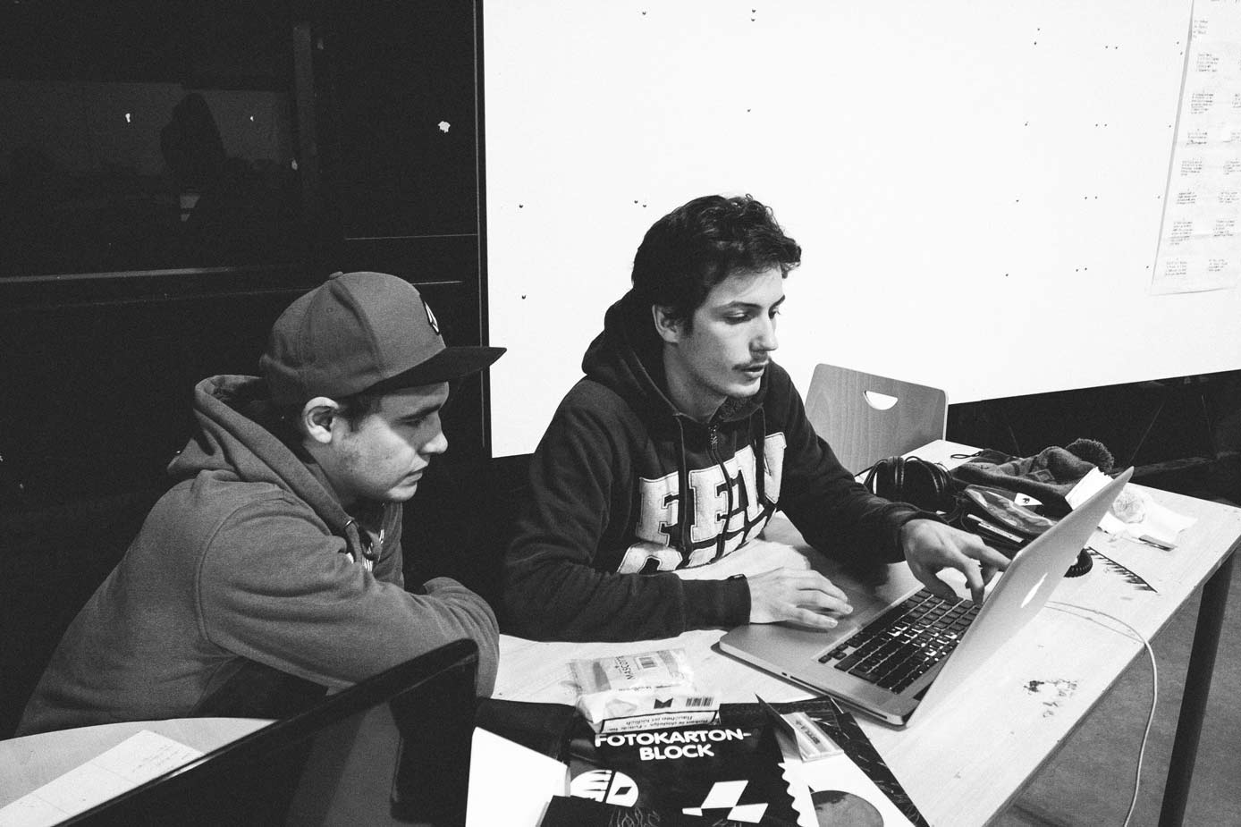 Maxime Bonhomme and Julien Piette working