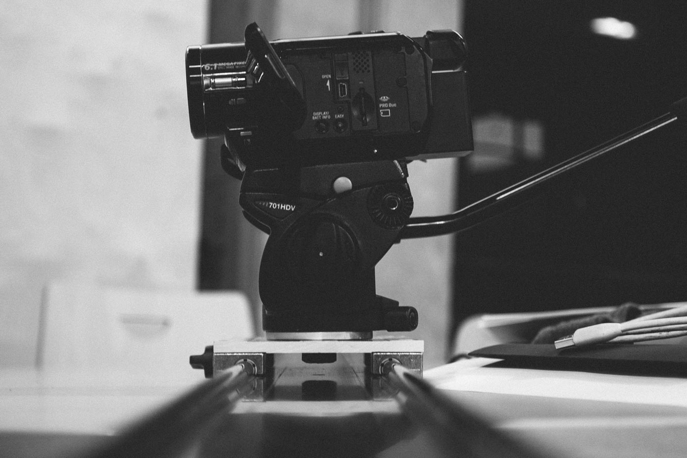 Glidetrack and HDV Sony HC9 we use to realize a video during workshop storytelling