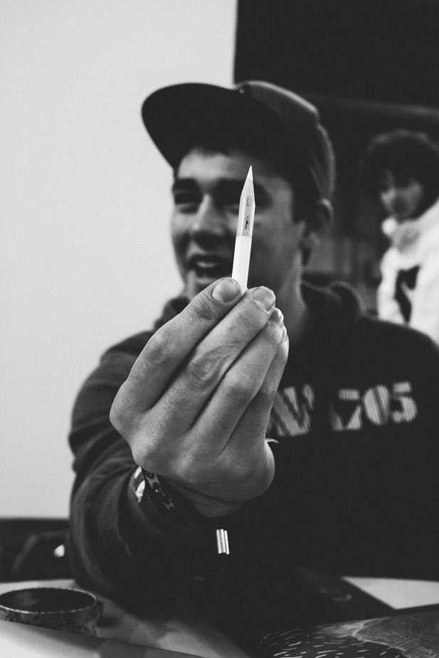 Julien Piette with a white pencil